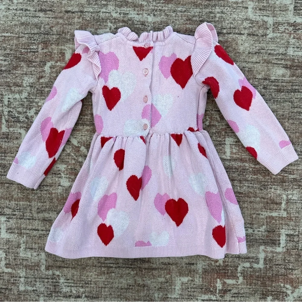 Janie and Jack Girl 18-24 Months Fairy Tale Heart Sweater Dress Valentine Pink